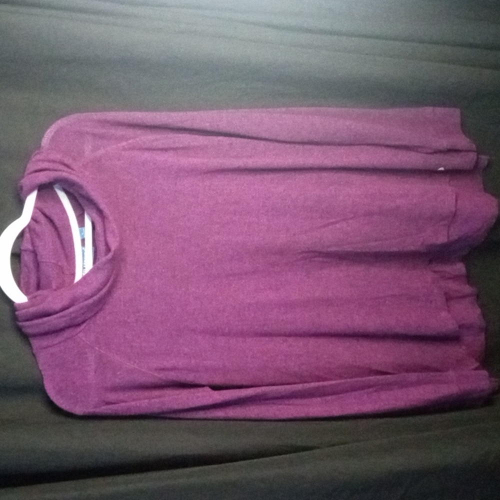 REEL LEGENDS purple jersey knit long sleeve top L